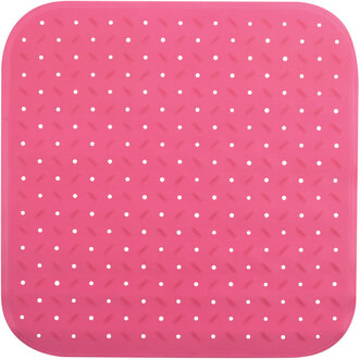 Douche/bad anti-slip mat badkamer - rubber - fuchsia roze - 54 x 54 cm - Badmatjes