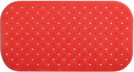 Douche/bad anti-slip mat badkamer - rubber - rood - 36 x 76 cm - Badmatjes