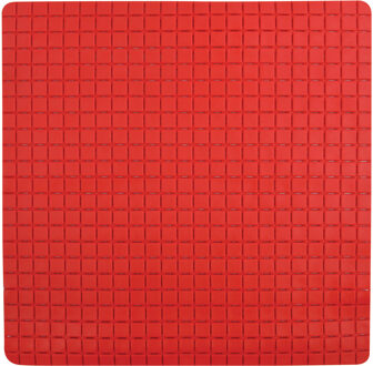 Douche/bad anti-slip mat badkamer - rubber - rood - 54 x 54 cm - Badmatjes