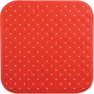 Douche/bad anti-slip mat badkamer - rubber - rood - 54 x 54 cm - Badmatjes