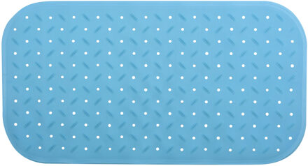 Douche/bad anti-slip mat badkamer - rubber - turquoise - 36 x 65 cm - Badmatjes Blauw