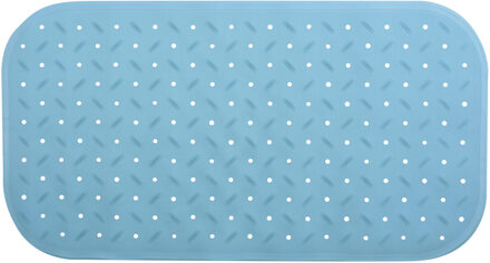 Douche/bad anti-slip mat badkamer - rubber - turquoise - 36 x 76 cm - Badmatjes Blauw