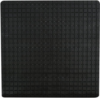 Douche/bad anti-slip mat badkamer - rubber - zwart - 54 x 54 cm - Badmatjes