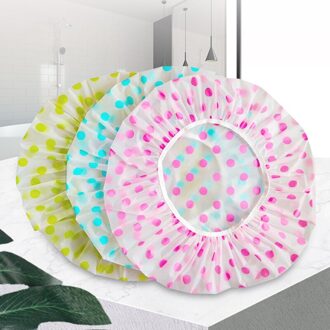 Douche Cap Waterdichte Elastische 1Pc Vrouwelijke Douche Cap Dot Verdikte Elastische Badmuts Vrouwen Kapsalon badkamer Su roze