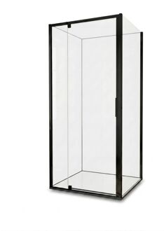 Douche Draaideur Anza - Helder Glas 6mm - Mat Zwart - 78-91x207cm