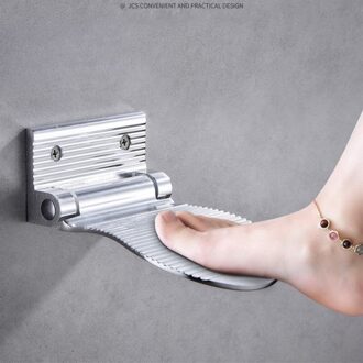 Douche Poef Zwart/Zilver Aluminium Wandmontage Extra Pedaal Badkamer Rest Voetstuk Eenvoudige Hardware Houder