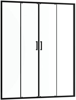 Douche Schuifdeur Factory 160 X 200cm - Zwart Profiel - 6 Mm Helder Glas