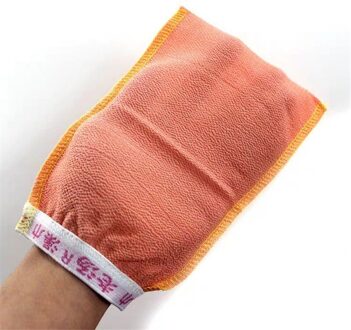 Douche Spa Exfoliator Dubbelzijdig Bad Glove Body Reiniging Huid Bad Massage Spons Scrub Mitt Wrijven Dode Huid verwijdering Peeling oranje