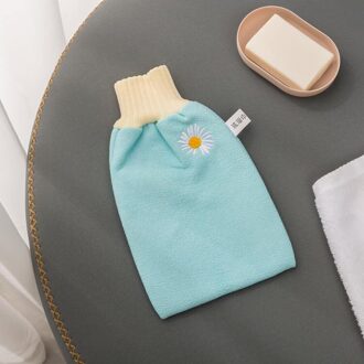 Douche Spa Exfoliator Dubbelzijdig Bad Handschoen Daisy Body Reiniging Huid Bad Massage Spons Scrub Mitt Wrijven Dode Huid verwijdering Peeling licht blauw