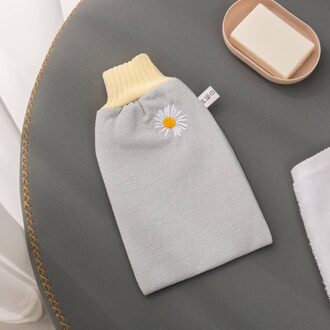 Douche Spa Exfoliator Dubbelzijdig Bad Handschoen Daisy Body Reiniging Huid Bad Massage Spons Scrub Mitt Wrijven Dode Huid verwijdering Peeling licht grijs