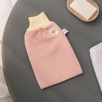 Douche Spa Exfoliator Dubbelzijdig Bad Handschoen Daisy Body Reiniging Huid Bad Massage Spons Scrub Mitt Wrijven Dode Huid verwijdering Peeling licht roze