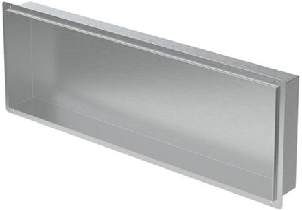 Douchebak 90x30 cm zilver roestvrij staal inbouwframe Wandnis Douchebak LuxeBad Zilverkleurig