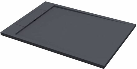 Douchebak Decent Vierkant 120x90x3.5cm Solid Surface Mat Zwart