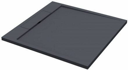 Douchebak Decent Vierkant 90x90x3.5cm Solid Surface Mat Zwart