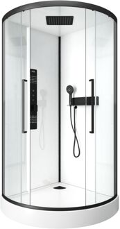 Douchecabine Indus2 - Kwartrond - 90x90x215cm - Zwart/wit