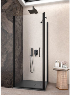 Douchecabine Lacus Giglio Evo 1 Klapdeur Helder Glas Zwart (alle maten)