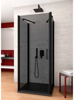 Douchecabine Lacus Giglio Evo 1 Klapdeuren Rookglas Zwart (alle maten x2 zijwanden)