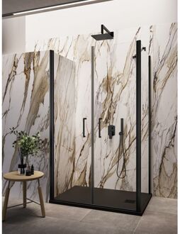 Douchecabine Lacus Giglio Evo Saloon 2 Helder Glas Zwart (alle maten) Mat Zwart
