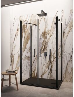 Douchecabine Lacus Giglio Evo Saloon 2 Helder Glas Zwart (alle maten x2 zijwanden) Mat Zwart