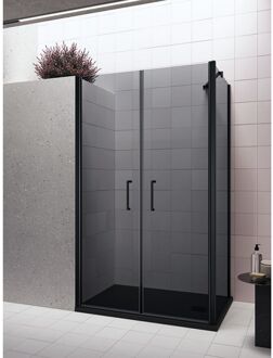 Douchecabine Lacus Giglio Evo Saloon 2 Klapdeuren Rookglas Zwart (alle maten) Mat Zwart