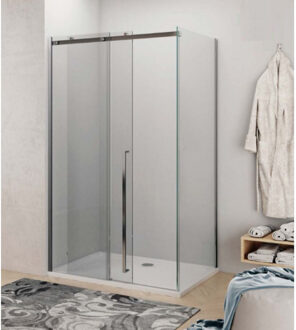 Douchecabine Lacus La Maddalena 120 cm Schuifdeur met Zijwand RVS Profiel
