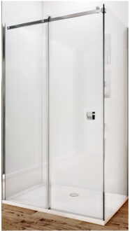 Douchecabine Lacus Pantella met Schuifdeur en Vaste Zijwand Helder Glas Anti-Kalk Chroom (alle maten)