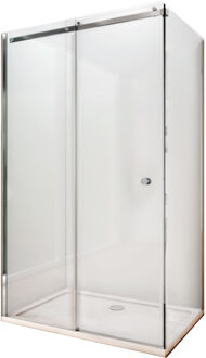 Douchecabine Lacus Pantella Round met Schuifdeur en Vaste Zijwand Helder Glas Anti-Kalk Chroom (alle maten)