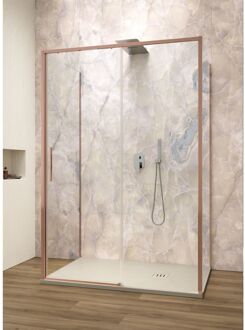 Douchecabine Lacus Torcello Aluminium Helder Glas Rose Gold (alle maten x2 zijwanden) Rose Goud