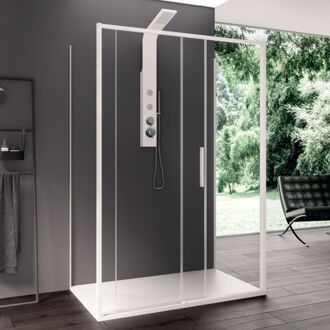 Douchecabine Lacus Torcello Aluminium Helder Glas Wit (alle maten x2 zijwanden)