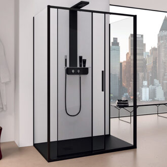 Douchecabine Lacus Torcello Aluminium Helder Glas Zwart (alle maten x2 zijwanden)