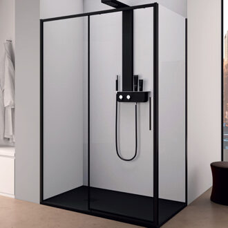 Douchecabine Lacus Torcello Aluminium Helder Glas Zwart (alle maten)