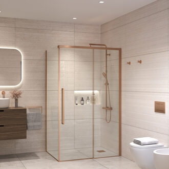 Douchecabine Sanivo Nova Soft Close Brons Helder Glas (Alle Maten) Geborsteld Brons