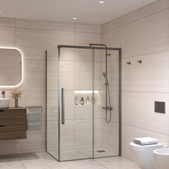 Douchecabine Sanivo Nova Soft Close Gunmetal Helder Glas (Alle Maten)