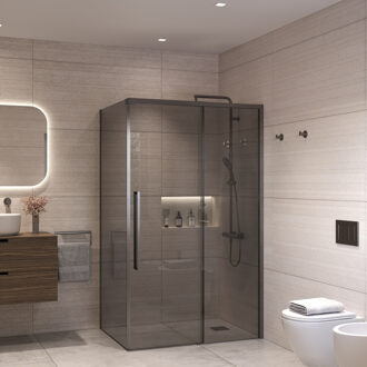 Douchecabine Sanivo Nova Soft Close Gunmetal Rookglas (Alle Maten)