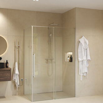 Douchecabine Sanivo Sena Met Vast Paneel Helder Glas Met Montagesets RVS Look (Alle Maten)