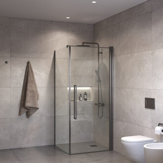 Douchecabine Sanivo Suno Helder Glas Met Gunmetal Profiel (Alle Maten)