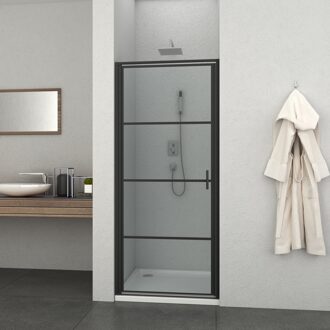 Douchedeur Allibert Loft-Game Industrieel Draaideur 90x200cm Zwart 8mm Helder Glas Veiligheidsglas