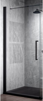 Douchedeur Draaibaar Novellini Young G+F Helder Glas 90 cm Mat Zwart Aluminium Profiel Novellini