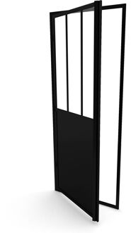 Douchedeur Fabrik 80 X 200cm - Zwart Profiel - 5 Mm Helder Glas