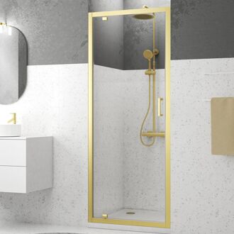 Douchedeur Factory 80 X 200cm - Goud Profiel - 6 Mm Helder Glas