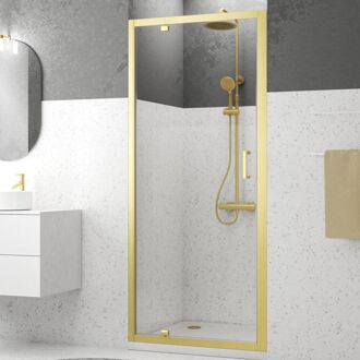 Douchedeur Factory 90 X 200cm - Goud Profiel - 6 Mm Helder Glas