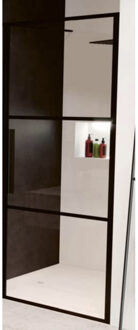 Douchedeur met Klapdeur Riho Grid 80x200 cm 6 mm Helderglas Zwarte Profielen Riho