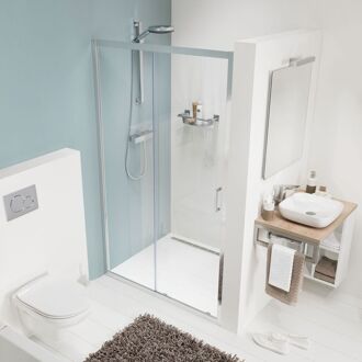 Douchedeur Sealskin Get Wet Compact Schuifdeur 140x195cm Chroom/Zilver Hoogglans Helder Glas