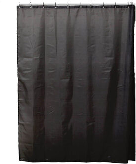Douchegordijn Basic Elegance - met ringen - antraciet - polyester - 180 x 200 cm - wasbaar