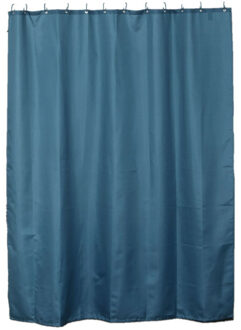 Douchegordijn Basic Elegance - met ringen - blauw - polyester - 180 x 200 cm - wasbaar