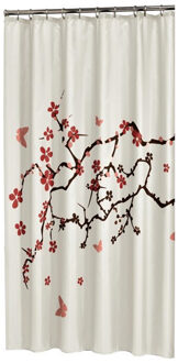 douchegordijn Blossom - Polyester - 180 x 200 cm - Rood Beige#Rood