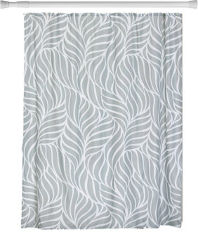 Douchegordijn Botanic en ophangstang - uitschuifbaar 70-120 cm - grijs - met ringen