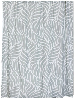 Douchegordijn Botanic - met ringen - wit - polyester - 180 x 200 cm - wasbaar