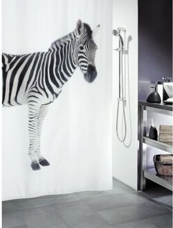 douchegordijn decor ZEBRA - ZWART - TEXTIEL - 180 x 200 cm