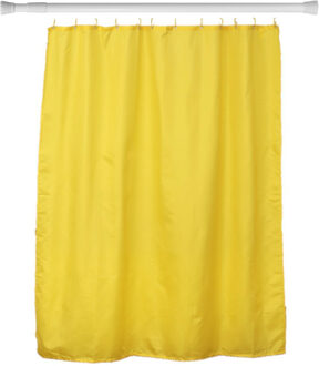 Douchegordijn en ophangstang - uitschuifbaar 70-120 cm - geel - met ringen